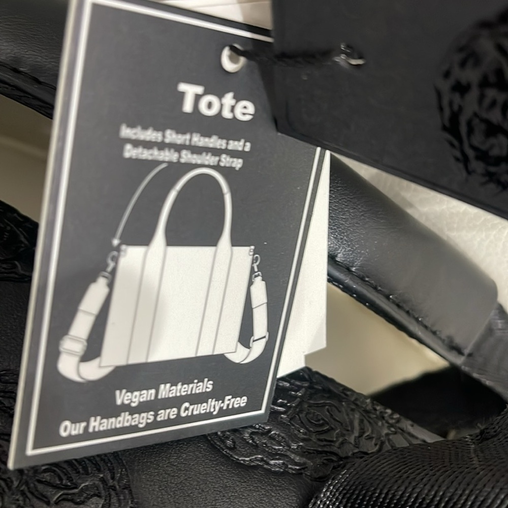 Ed Hardy Black Embossed Tiger Print Satchel Crossbody Bag &  Wallet/Wristlet - Picture 10 of 10